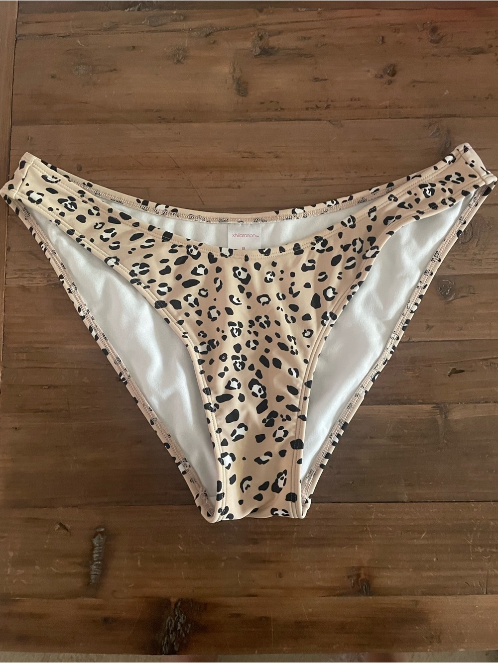 Xhilaration Beige & Black Leopard Print Bikini Bottoms - XL